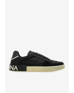Dolce & Gabbana Portofino Nylon And Leather Low-Top Sneakers - Black