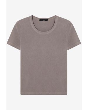 Weekend by Maxmara Zanora Scoop-Neck Ribbed T-Shirt - Gray