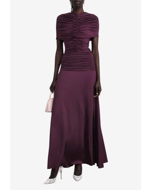 Self-Portrait Ruched Jersey Maxi Dress - Purple