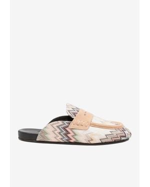 Missoni Chevron Knit Penny Flat Mules - White