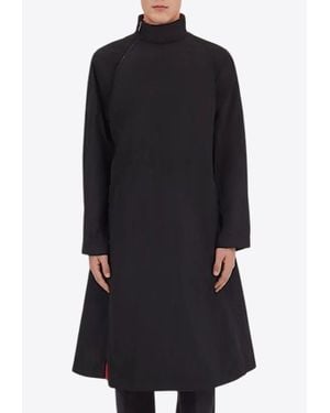 Ferragamo Belted Zip-Up Raincoat - Black