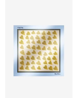 Max Mara All-Over Hearts Print Silk Scarf - Metallic