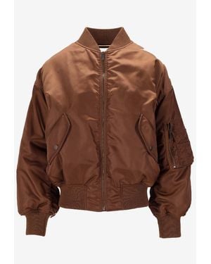 Saint Laurent Zip-Up Padded Bomber Jacket - Brown
