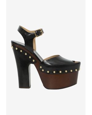Chloé Meret 155 Leather Platform Sandals - Black