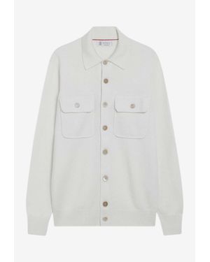 Brunello Cucinelli Cashmere Buttoned Cardigan - White
