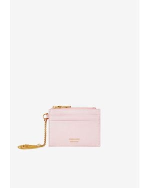 Ferragamo Leather Cardholder With Keychain - Pink