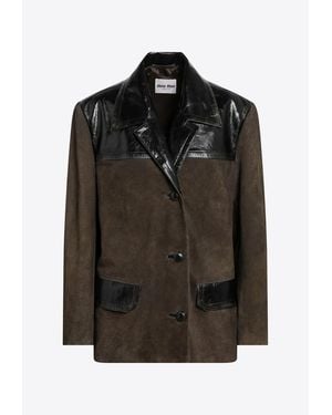 Miu Miu Suede Leather Jacket - Black