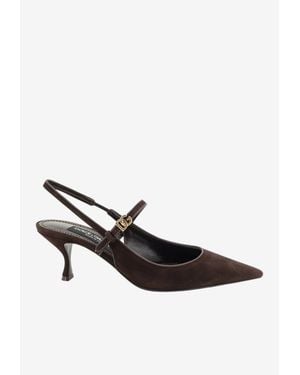 Dolce & Gabbana Cardinale 60 Slingback Suede Pumps - White
