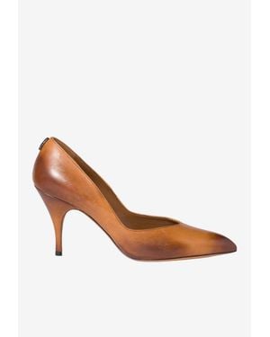 Miu Miu 85 Waxed Leather Pumps - White