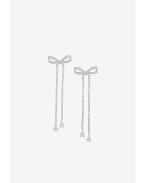 Self-Portrait Crystal Embellished Bow Dangle Earrings - Blue