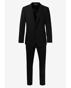 Dolce & Gabbana Single-Breasted Fleece Wool Suit Set - Black