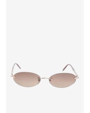 Chopard Oval-Frame Metal Sunglasses - Natural
