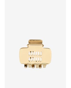 Miu Miu Logo Lettering Hair Claw - Natural