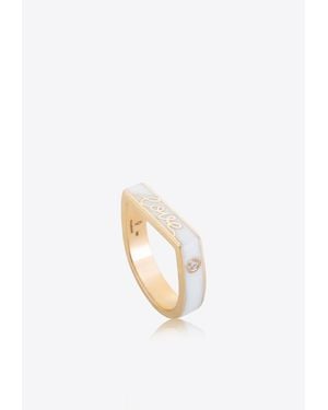 Falamank Sweet Collection 18-Karat Ring With Enamel And Diamonds - White