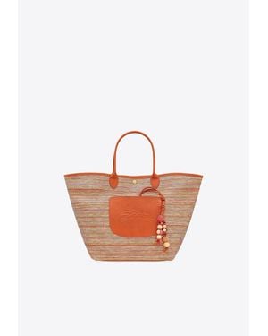 Longchamp Large Le Pliage Basket Bag - White