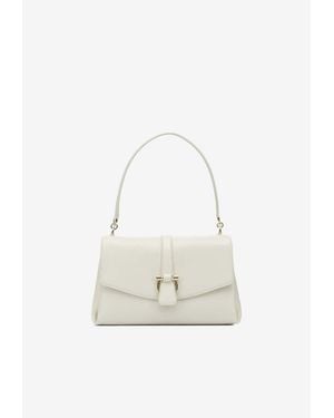 Ferragamo Small Calf Leather Hobo Bag - White