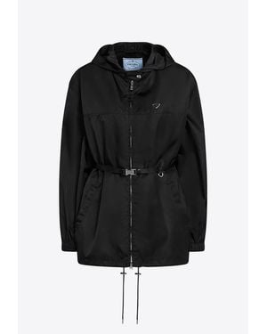 Prada Triangle Logo Zip-Up Jacket - Black