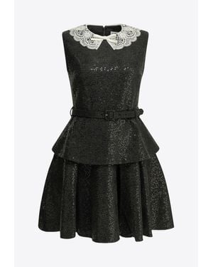 Self-Portrait Bouclé Sequin Mini Dress - Black