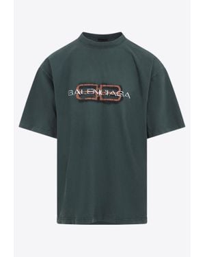 Balenciaga Logo-Printed Short-Sleeved T-Shirt - Green