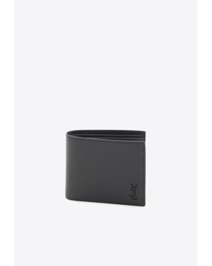 Saint Laurent Small Cassandre East/West Leather Wallet - White