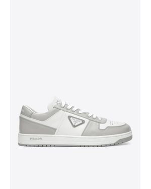 Prada Downtown Low-Top Leather Sneakers - White