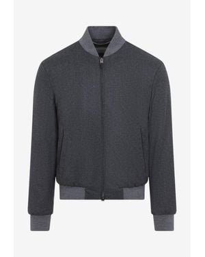 Canali Wool Bomber Jacket - Grey