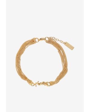 Saint Laurent Cassandre Metal Tassel Bracelet - White