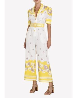 Zimmermann High Tide Belted Jumpsuit - Yellow