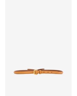 Prada Slim Buckle Belt With Bow - White