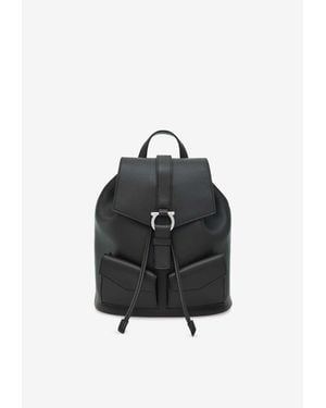 Ferragamo Gancini Calf Leather Backpack - Black