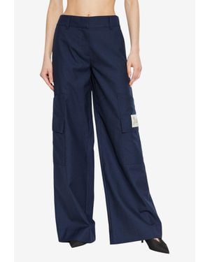 Off-White c/o Virgil Abloh Logo Patch Wool-Blend Cargo Pants - Blue