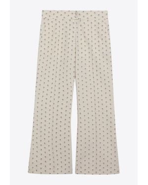Valentino Floral Jacquard Straight-Leg Pants - White