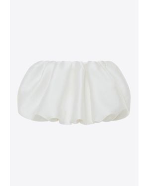 Rasario Voluminous Gathered Satin Mini Skirt - White