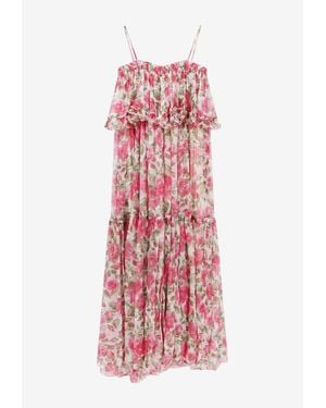 Chloé Floral Print Silk Maxi Dress - White