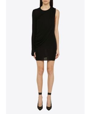 ANDREADAMO Draped One-Shoulder Mini Dress - Black