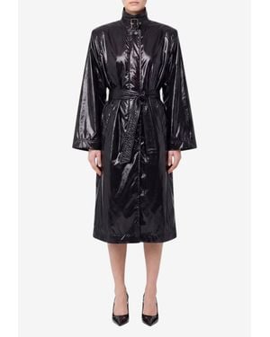 Saint Laurent Lavallière Belted Trench Coat - Black