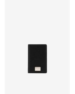 Dolce & Gabbana Logo Plaque Pebbled Leather Long Cardholder - White