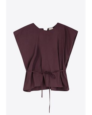 Alysi Belted Crewneck Top - Purple
