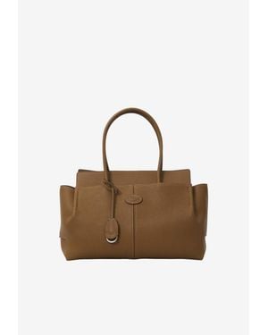 Tod's Medium Hammered Leather Tote Bag - Brown