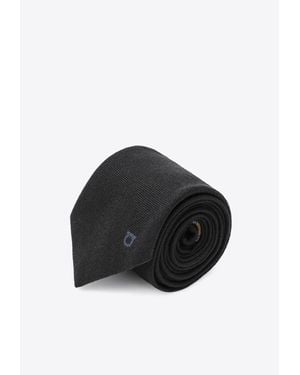 Ferragamo Gancini Embroidered Silk Tie - Black