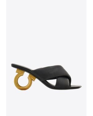 Ferragamo Zilda 70 Gancini Leather Sandals - Black