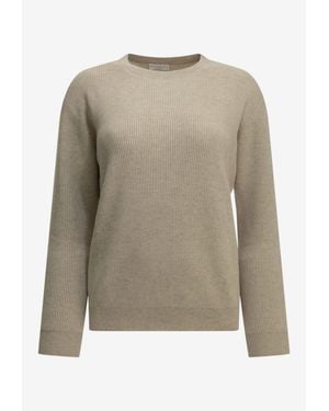 Brunello Cucinelli Cashmere Knit Crewneck Jumper - Natural