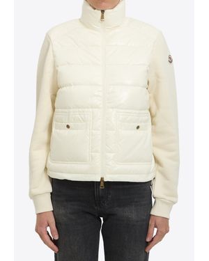 Moncler Logo Patch Zip-Up Jacket - Natural