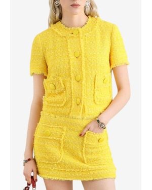 Dolce & Gabbana Fringed Tweed Blazer - Yellow
