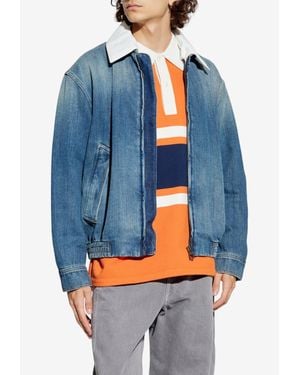 Loewe Zip-Up Washed Denim Jacket - Blue