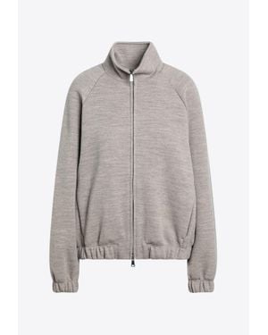 Max Mara Frine Wool-Blend Zip-Up Sweatshirt - Grey