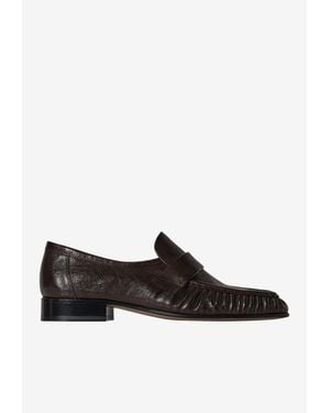 The Row Stitched Leather Loafers - Black
