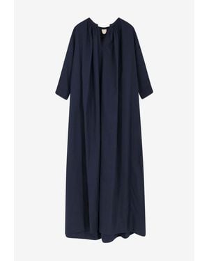 Aspesi Puff-Sleeved Gathered Dress - Blue