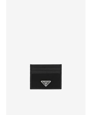 Prada Triangle Logo Saffiano Leather Cardholder - White
