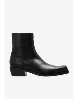 Versace Luciano Leather Ankle Boots - Black